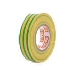 Bandă izolatoare Hoff galben cu verde, 20m x 0,15mm x 18mm