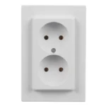 Priză dublă Schneider Electric Asfora EPH9700121, albă, încastrată, ramă inclusă