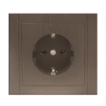 Priză simplă Comtec Anemon, stejar, încastrată, contact de protecție, ramă inclusă