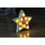 Decorațiune lemn stea Xmas Hoff 10 LED-uri, alimentare baterii, lumină caldă