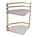 Etajeră baie din inox ES075, 20 x 20 x 30 cm, finisaj antichizat, montaj pe colț, două rafturi