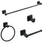 Set accesorii Kadda Square 304, pentru baie, negru, 4 piese