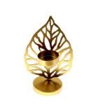 Suport lumânare KW103, auriu, metalic, 9.5 x 6 x 15 cm