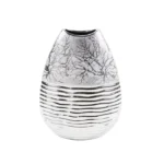 Vază ceramică decorativă, M4856, model în relief, argintiu, H 25 cm