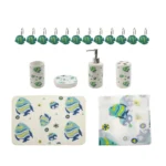 Set accesorii Kadda SWBS-287, pentru baie, model pești, 18 piese