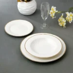 Set farfurii SHZF10058, alb + auriu, porțelan, 18 piese